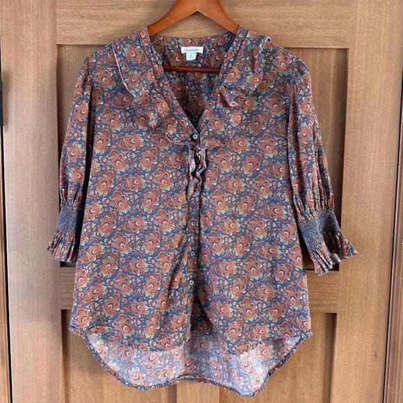 Sundance Jeanie Ruffle Floral Puff Sleeve Top Blouse Women’s size Medium Boho - Picture 2 of 12